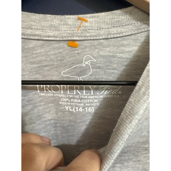 Properly Tied Youth Long Sleeve Auburn Graphic Pocket Tee YL (14-16) Gray 100% P - Picture 3 of 5